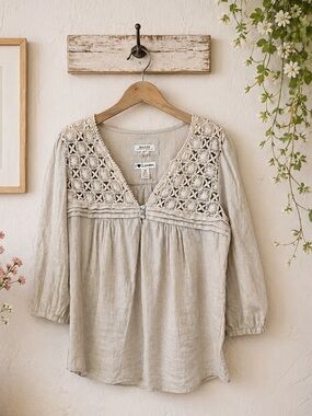 100% Linen I Love Linen Lace Front Top Malvin Germany